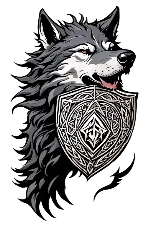 Keltic Shield And Wolf