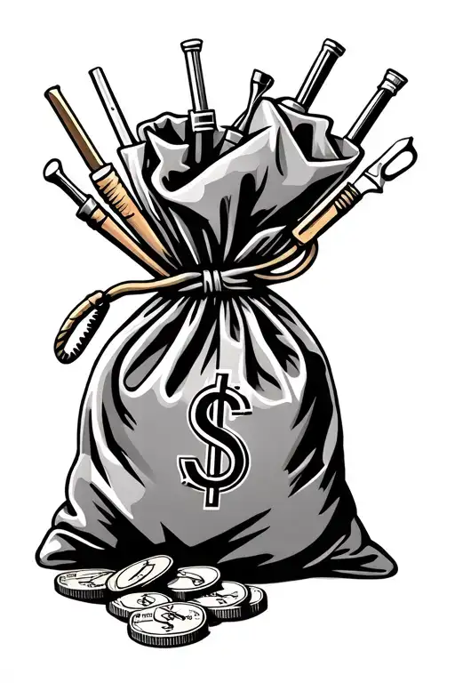 Money Bag With Tools Intertwined