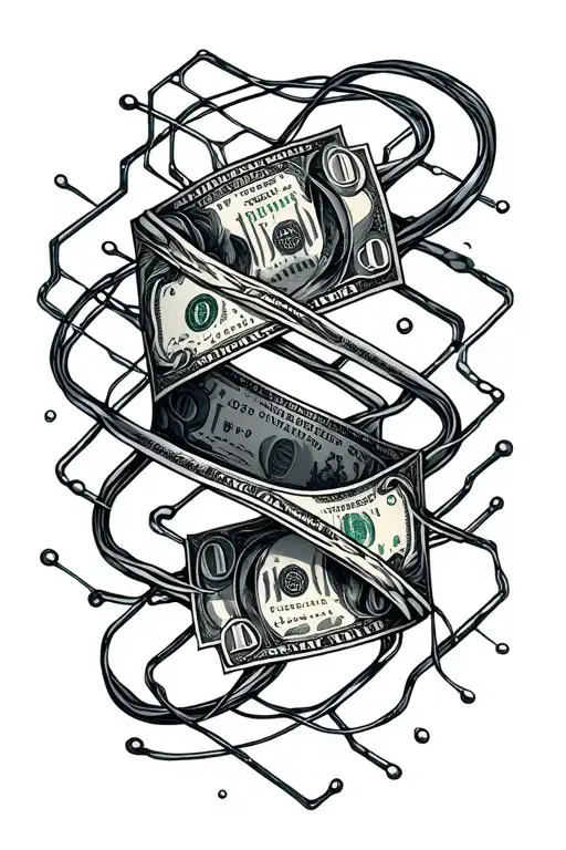Money With Electrical Circuit Intertwined