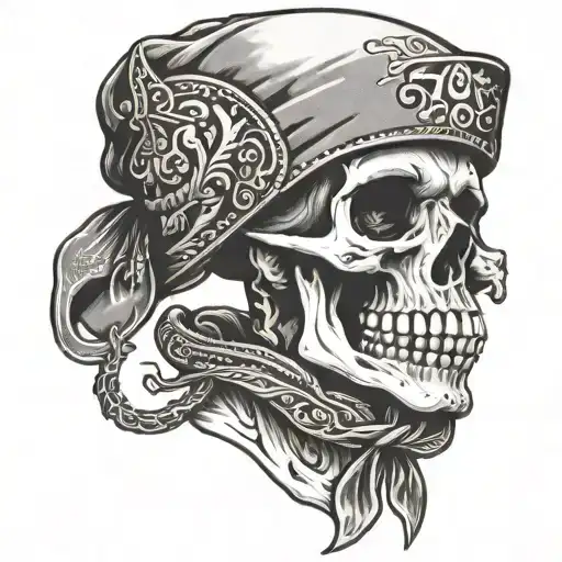 Traditional Skeleton Wearing Bandana