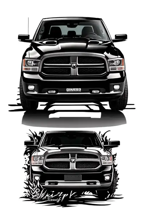 Black 2010 Dodge Charger Rt And A Black 2015 Ram 1500 Outlined Next To Each Other