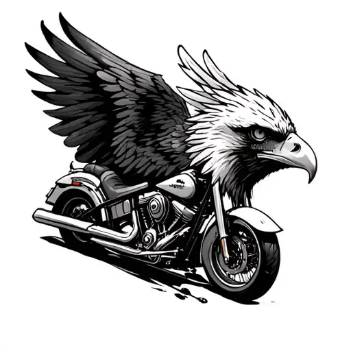 Eagle And Harley Davidson Motorcycle Surrounded