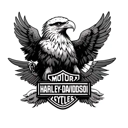 Eagle And Harley Davidson Motorcycle