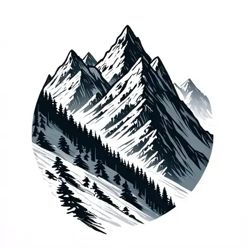 Ski's With A Mountain Peak