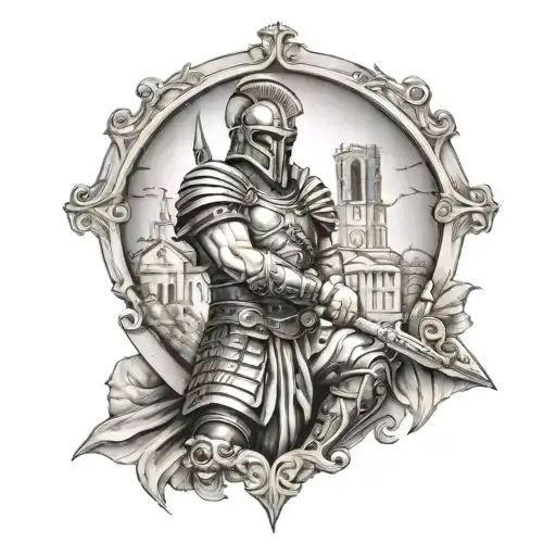 Roman Gladiator With Cathedral Theme