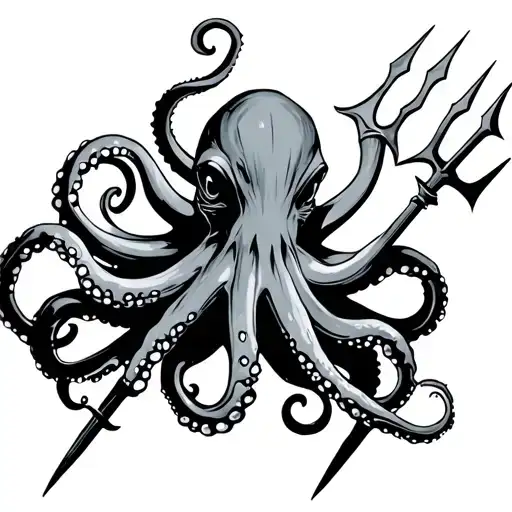 A Octopus Wielding A Trident