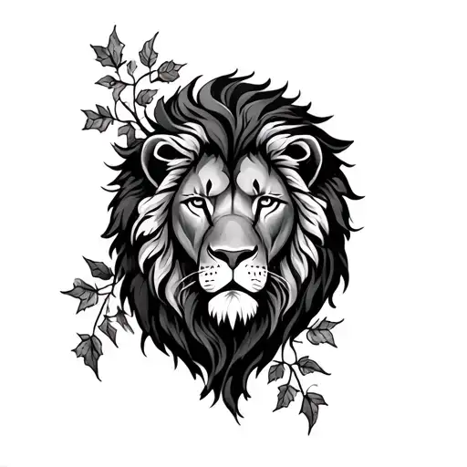 Line Tattoo Of Ivy And A Lions Mane Going Down My Spine