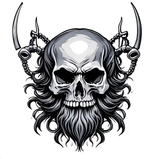 Scales With Bearded Skull