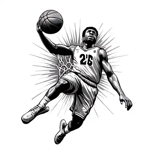 Football Player Dunking Basketball