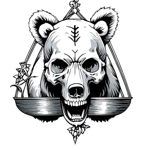Libra With Bear With Skull