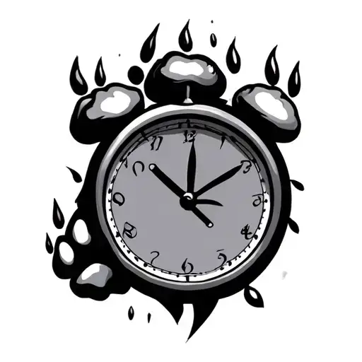 Clock Pointing At 12 With A Paw Print