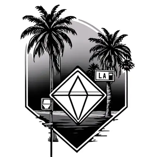 La Palm Trees And Street Signs With Diamond In The Middle