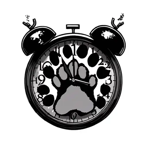 Clock Pointing At 12 With A Dog Paw Print