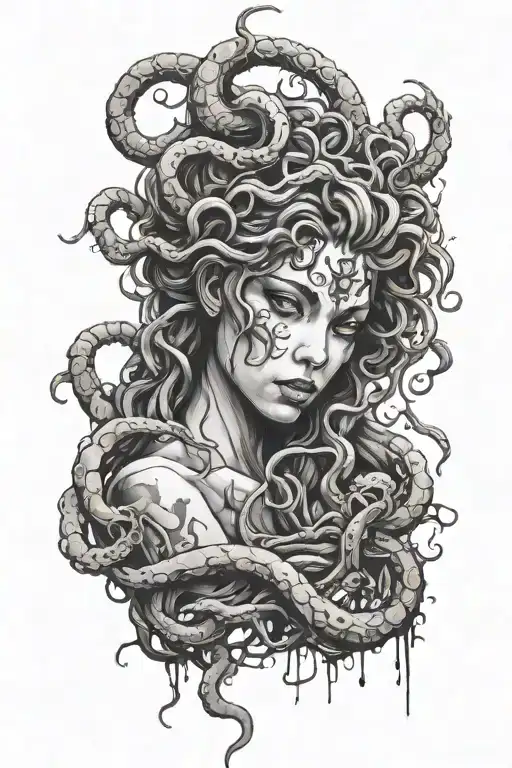 Medusa With Rotting Skin And Bones
