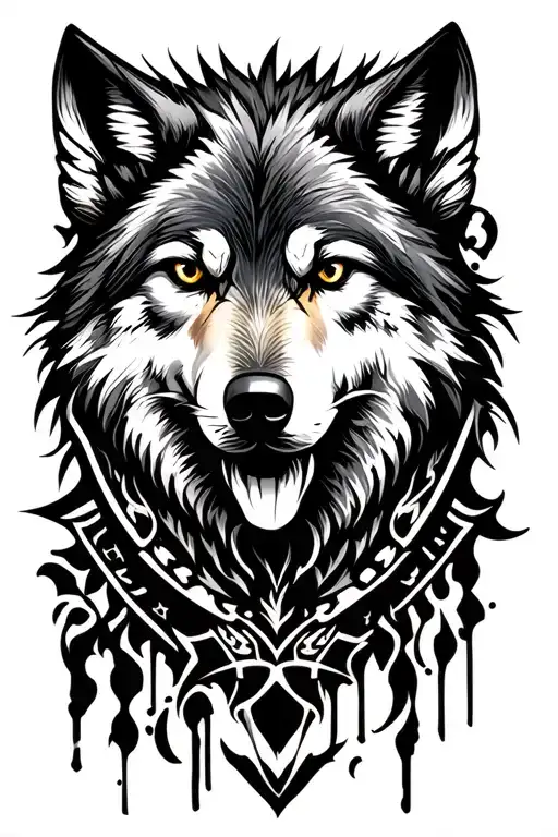Wolf With Protection Symbles