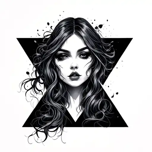 Lustful Female Face In Triangle Shape