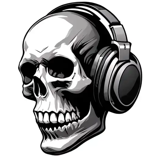 Skull Wearing Headphones