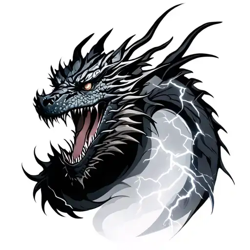 Black Dragon With Realistic Lightning