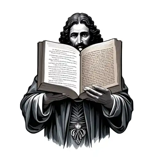 Philosopher Holding An Open Book With