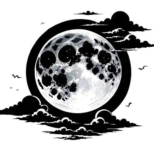 Full Moon And Clouds Floating