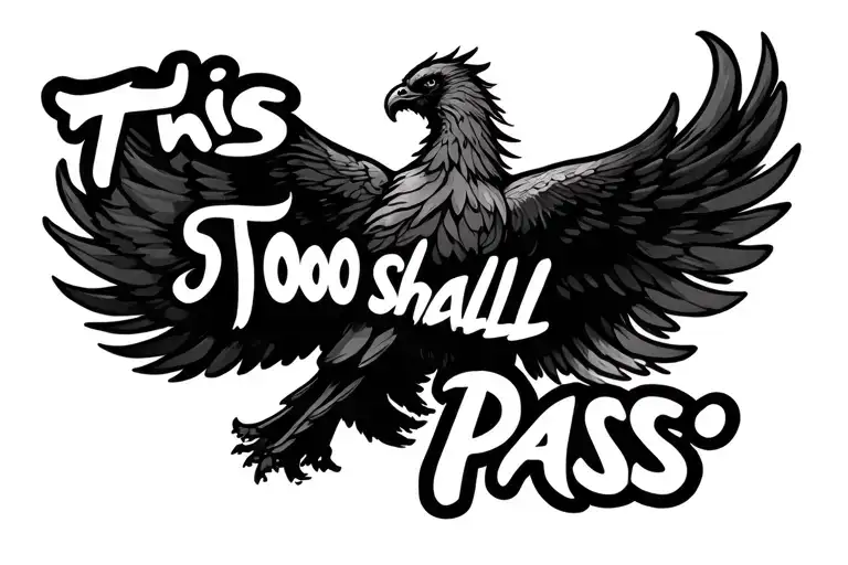 This Too Shall Pass Text With Flying Phoenix Bird