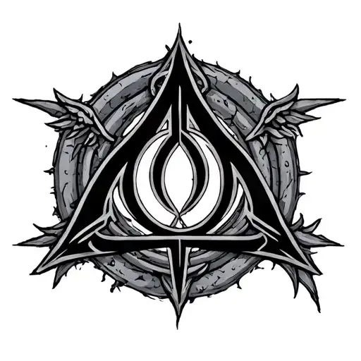 Abraxis And Deathly Hallows Symbol Intertwined