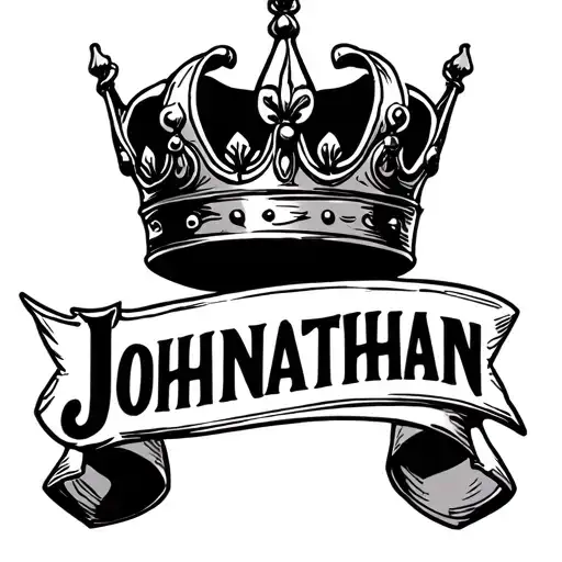 Johnathan Name With King Crown Simple Line Drawing