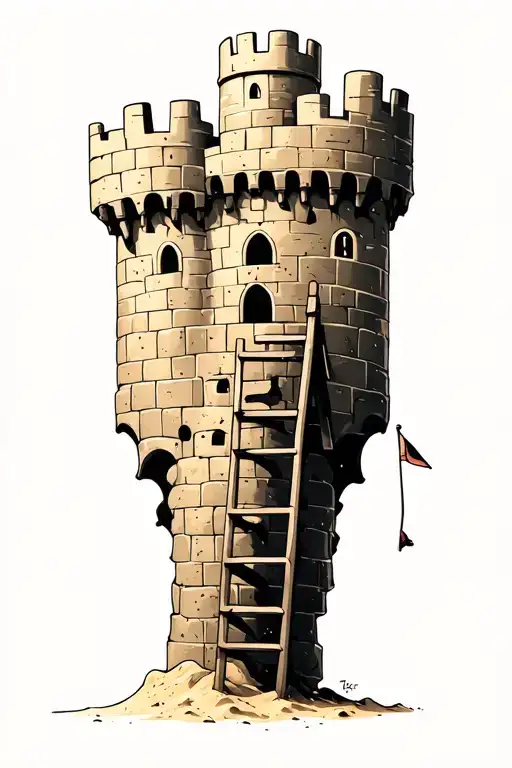 Mac Miller Inspired Sand Castle With Ladder Leaning Against It