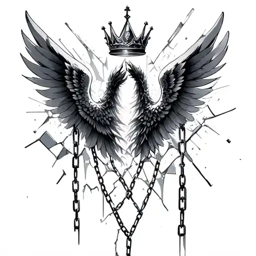 Broken Chains Or Shattered Glass Leading To Wings Or A Crown