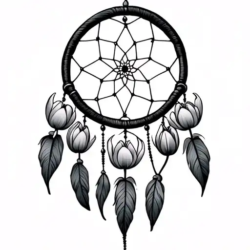 Dreamcatcher With Tulips Threaded Through It