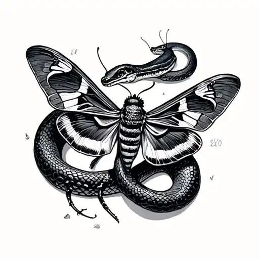 Snake And Moth Resting