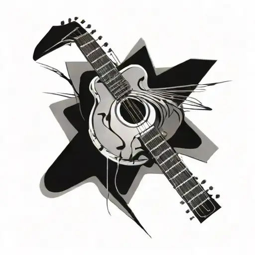 Design A Tattoo Featuring A Guitar Surrounded By Abstract Art Inspired By The Frames Album Covers
