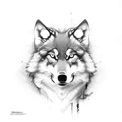 Realistic Wolf With Blue Eyes In Woods