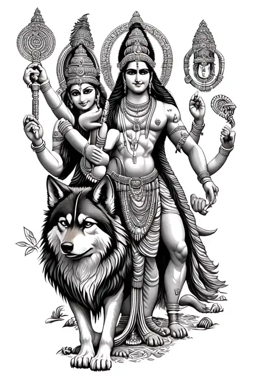 The Wolf And Lord Hanuman Ji With Shiva Rudra And Wanderlust