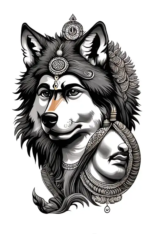 The Wolf And Lord Hanuman Ji With Rudraksh And Wanderlust
