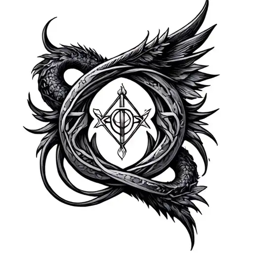 Gothic Gemini Zodiac Sign Intertwined