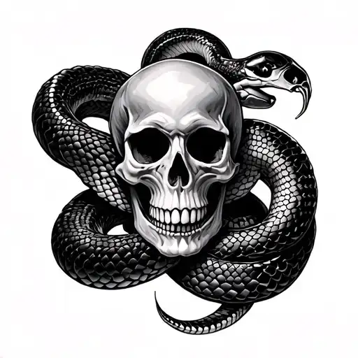 Skull And Snake Intertwined
