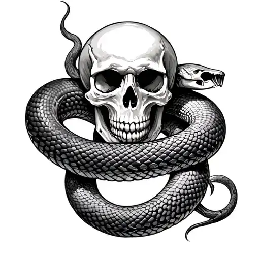 Skull And Snake Coiled