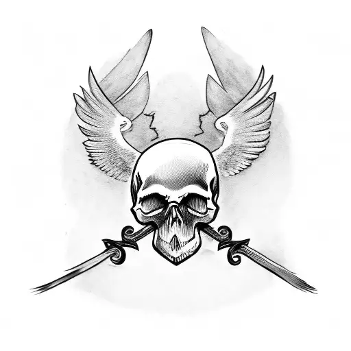 Skull With A Cross And A Bird