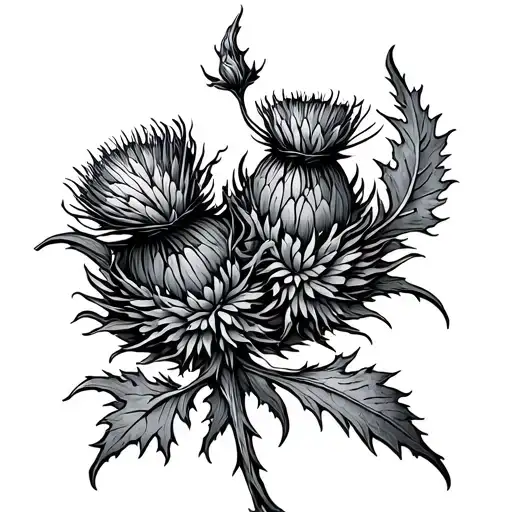 Scottish Thistle And Ruins Intertwined