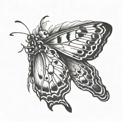 A Black And Grey Tattoo Of A Butterfly Breaking Free From Its Chrysalis