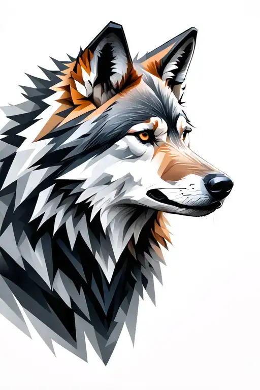 Geometric Wolf Made From Countries