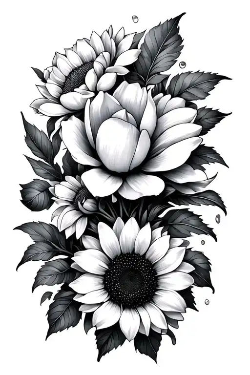 Magnolia Flowers And Sunflowers