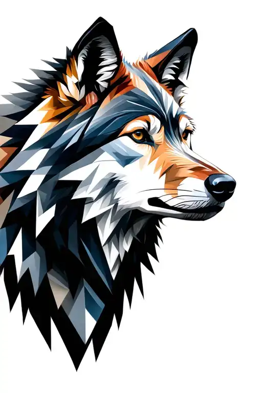 Geometric Wolf Made From Countries