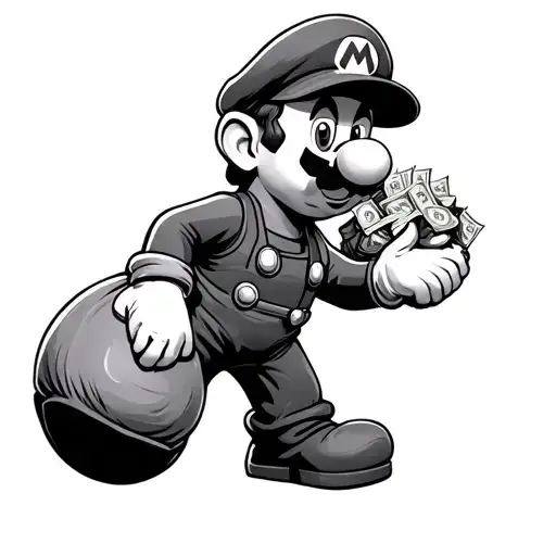 Mario Plumbing Holding A Bag Full Of Money