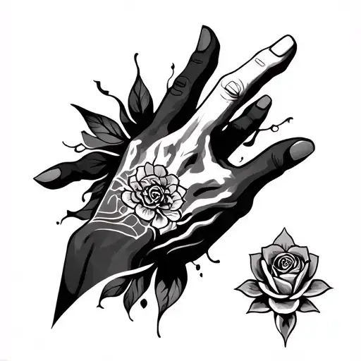 Blackout Hand Tattoo Design