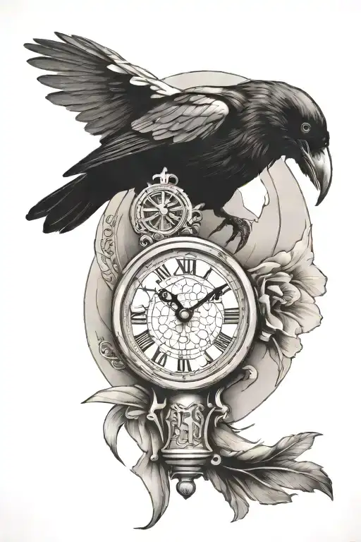 Raven And Sand Clock