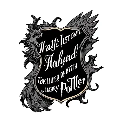 Date Of Birth Integrated Into A Tattoo From The World Of Harry Potter