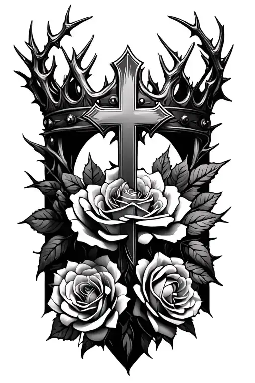 Rose Thorn Crown With Cross