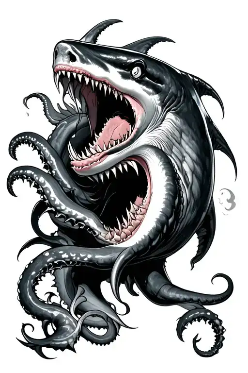 Kraken Fighting Shark Emerging
